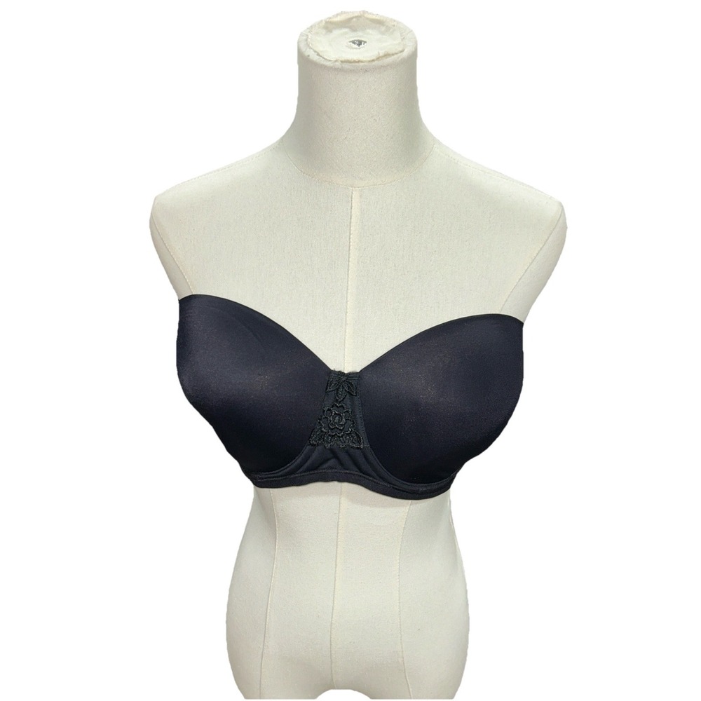 Vanity Fair Beauty Back Strapless Bra Black 34DD Underwire 74380